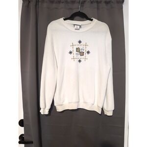 Logix Women's Large Sweater, Vintage Floral Embroidered Beaded Sweater,‎ Flower